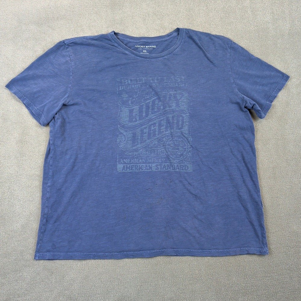 Lucky Brand T Shirt Mens XXL Blue Lucky Legend Graphic Slub Cotton 7M85235
